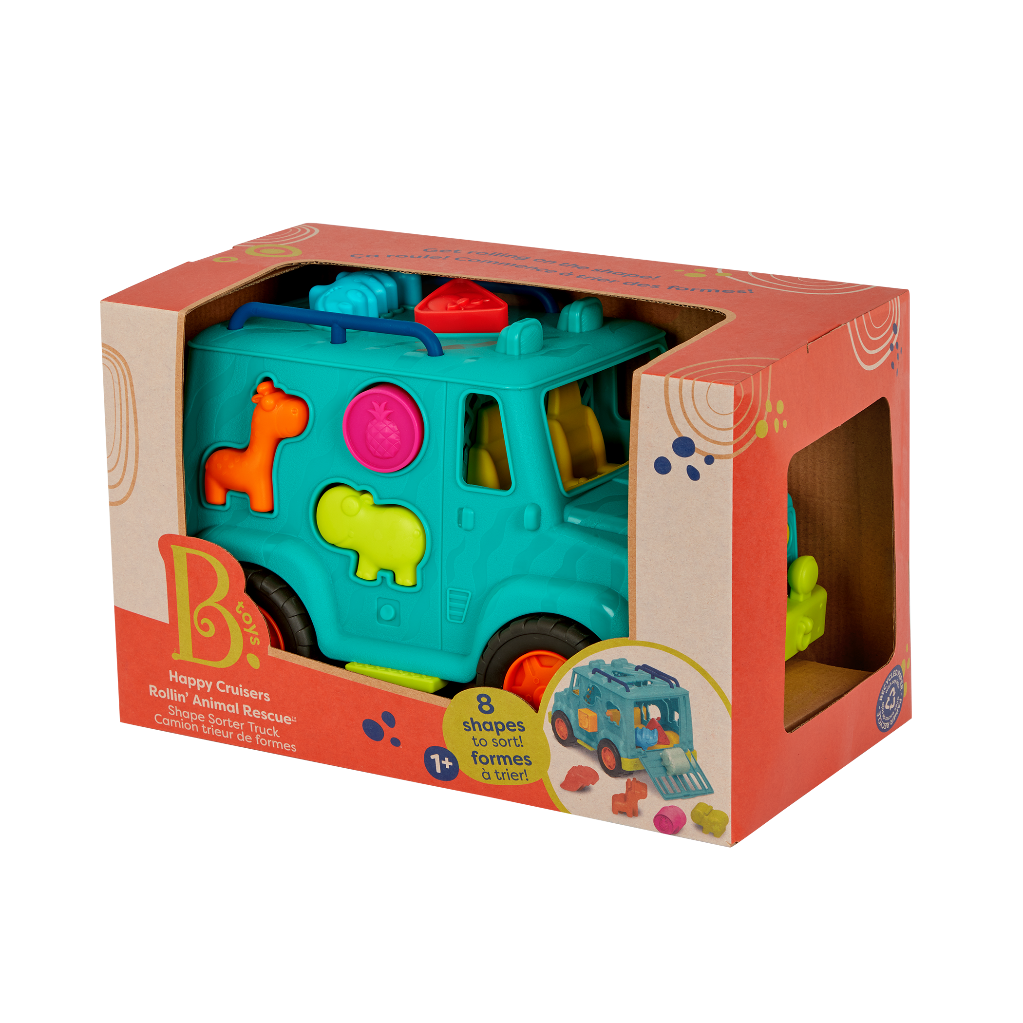 Shape sorter animal rescue truck.