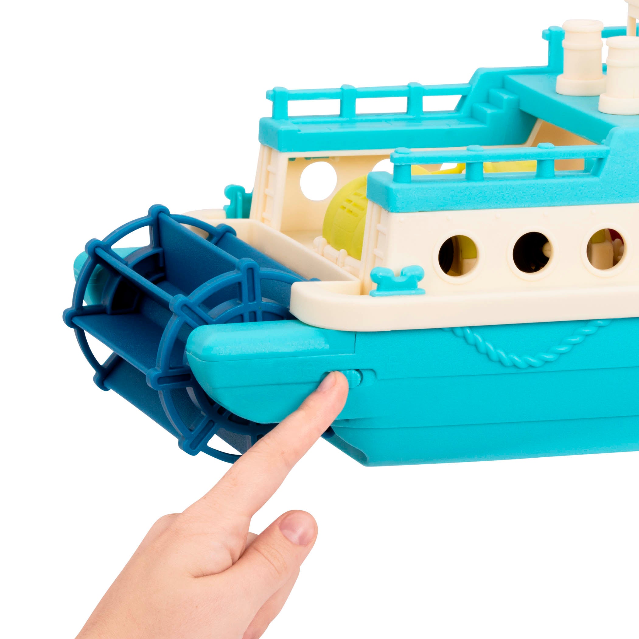 Toy ferry boat with two cars.