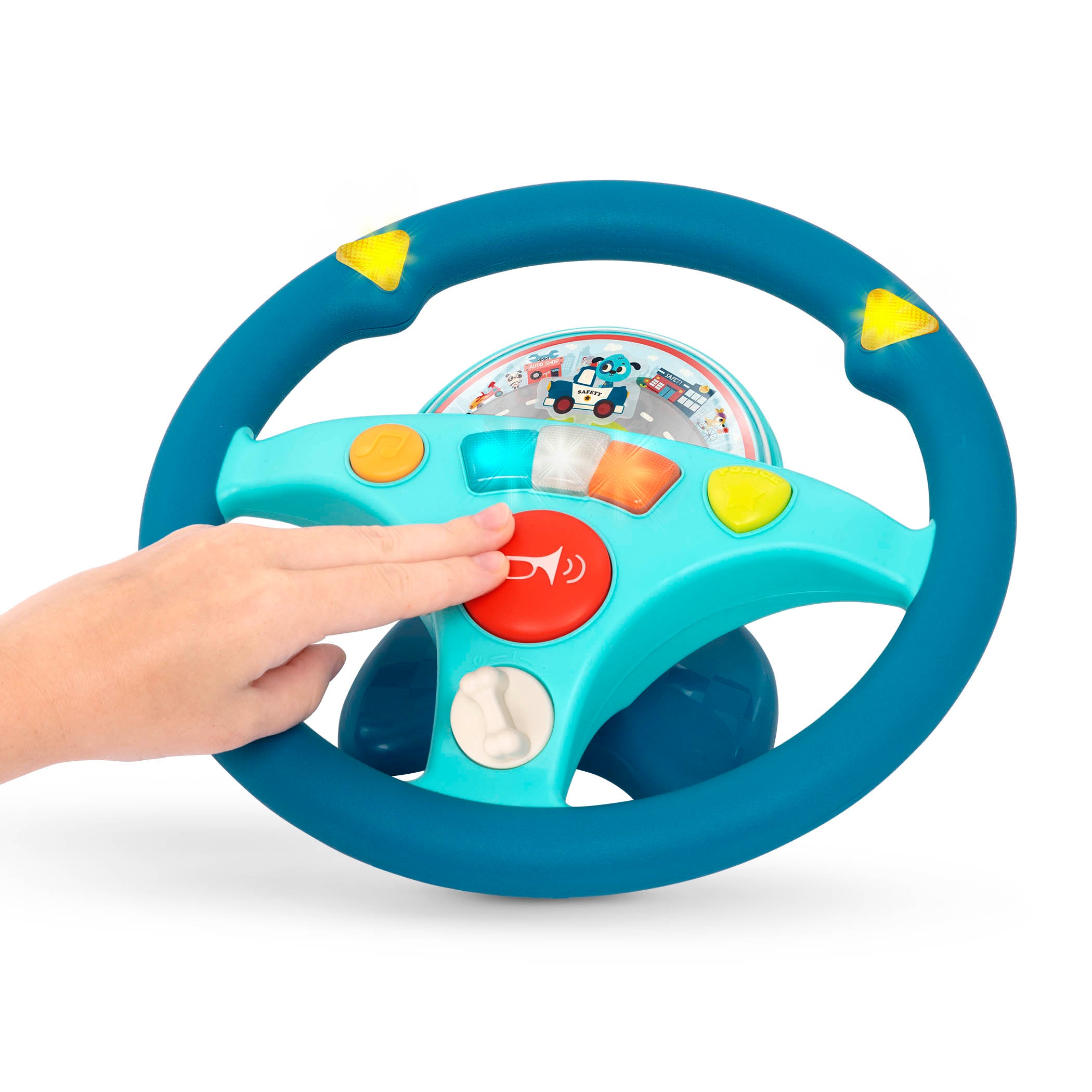 Toy steering wheel.